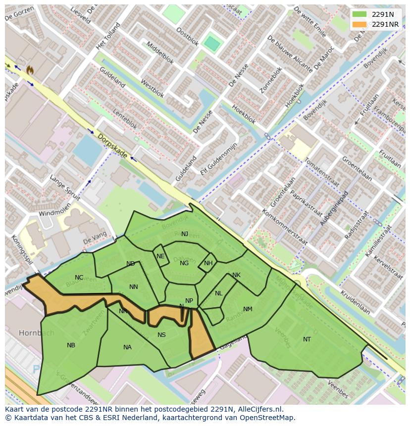 Afbeelding van het postcodegebied 2291 NR op de kaart.