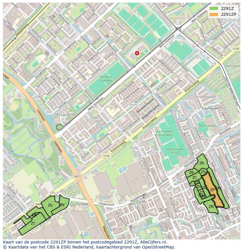 Afbeelding van het postcodegebied 2291 ZP op de kaart.