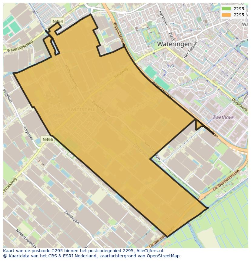Afbeelding van het postcodegebied 2295 op de kaart.
