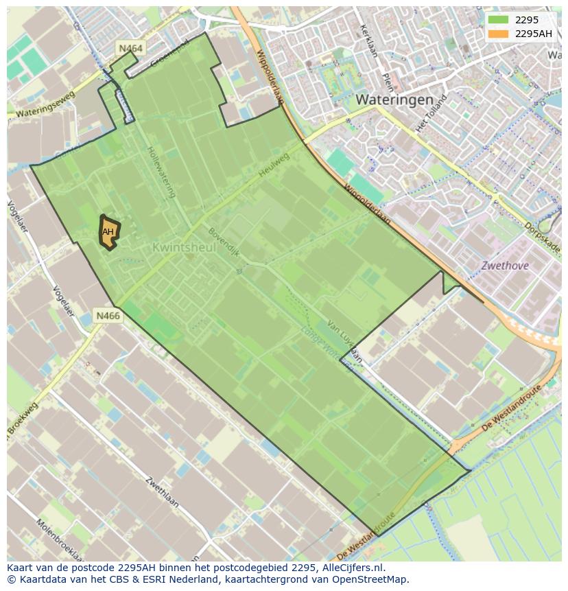 Afbeelding van het postcodegebied 2295 AH op de kaart.