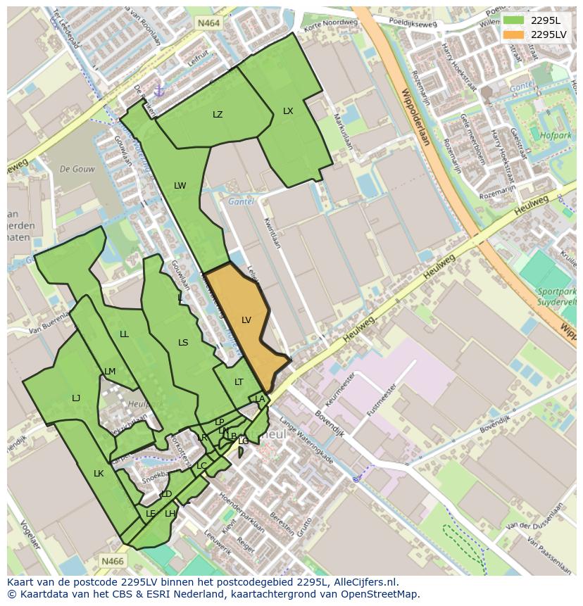 Afbeelding van het postcodegebied 2295 LV op de kaart.