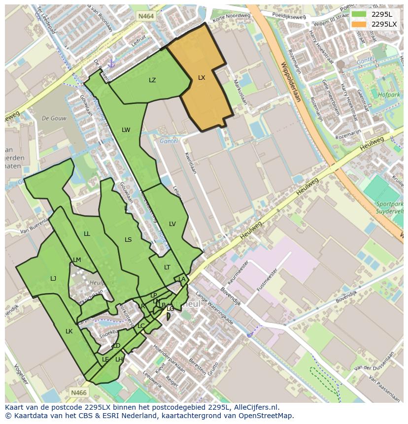 Afbeelding van het postcodegebied 2295 LX op de kaart.