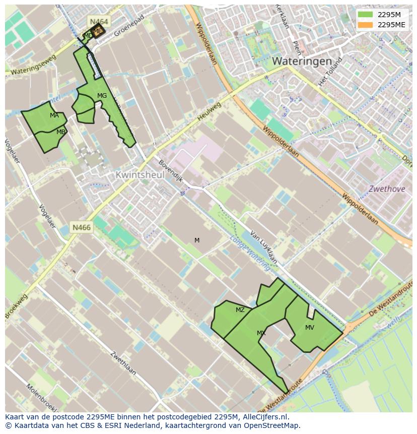 Afbeelding van het postcodegebied 2295 ME op de kaart.