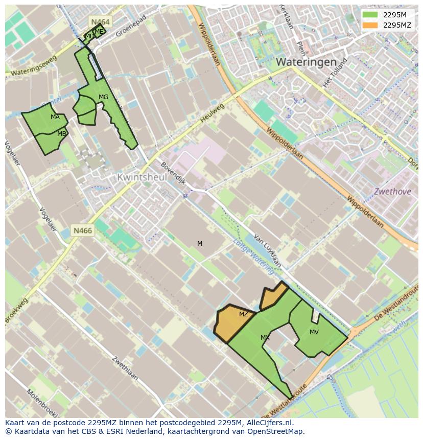 Afbeelding van het postcodegebied 2295 MZ op de kaart.