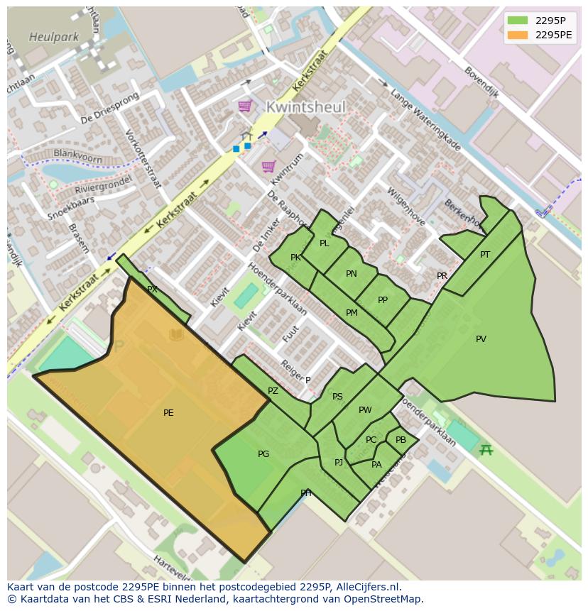 Afbeelding van het postcodegebied 2295 PE op de kaart.