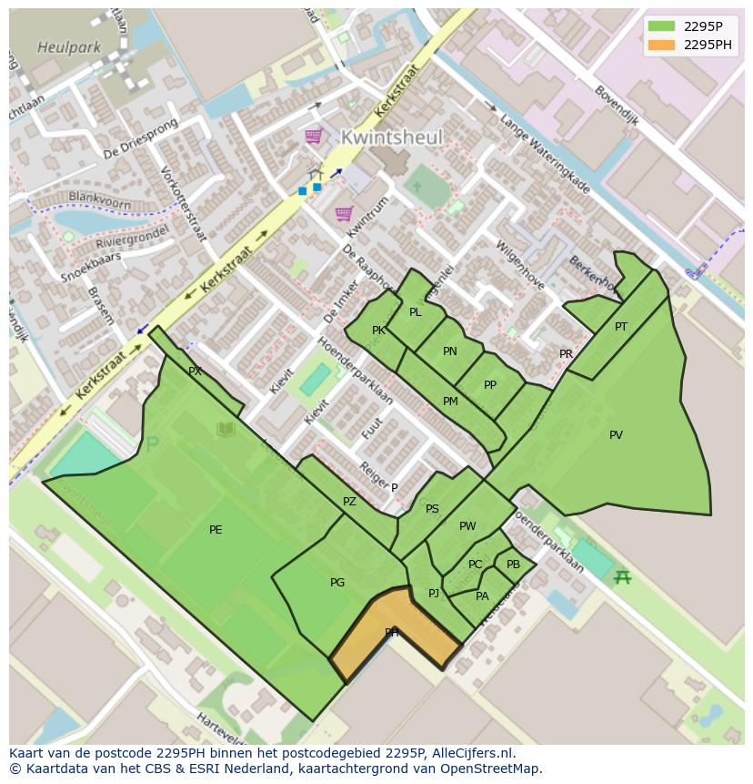 Afbeelding van het postcodegebied 2295 PH op de kaart.