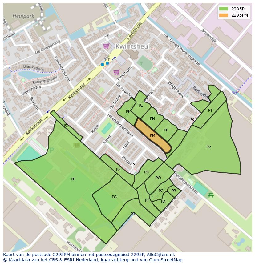 Afbeelding van het postcodegebied 2295 PM op de kaart.
