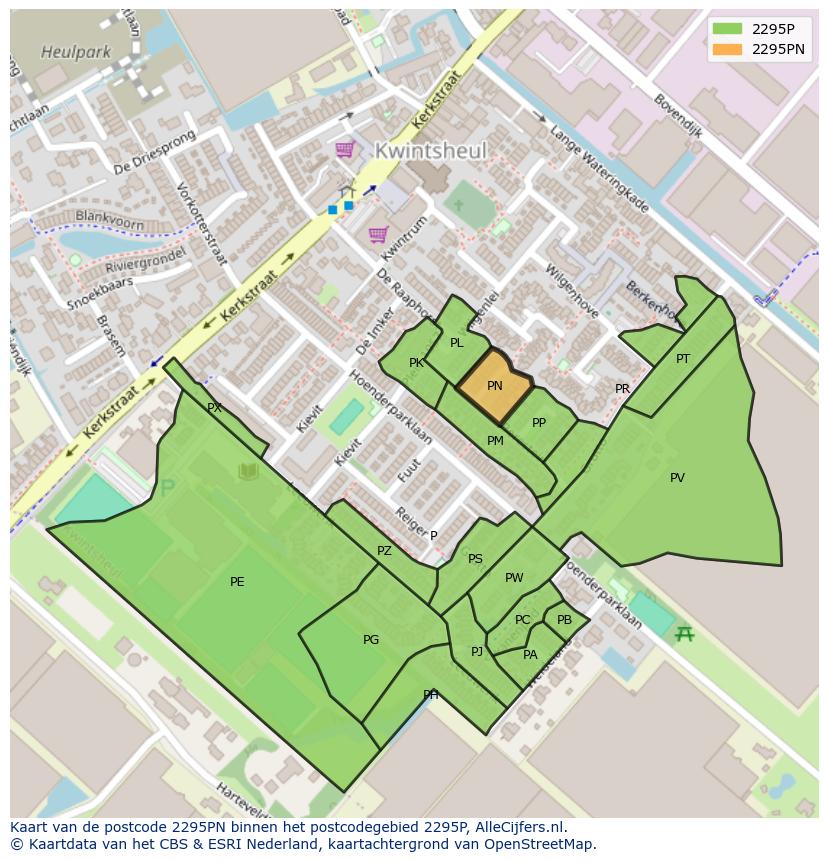 Afbeelding van het postcodegebied 2295 PN op de kaart.