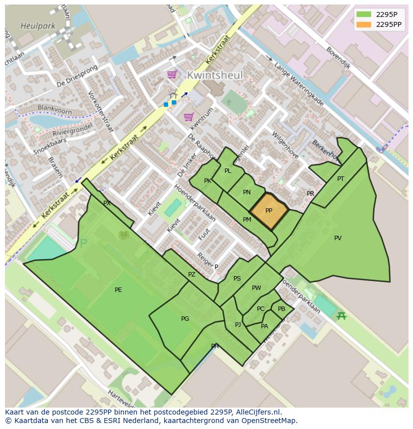 Afbeelding van het postcodegebied 2295 PP op de kaart.