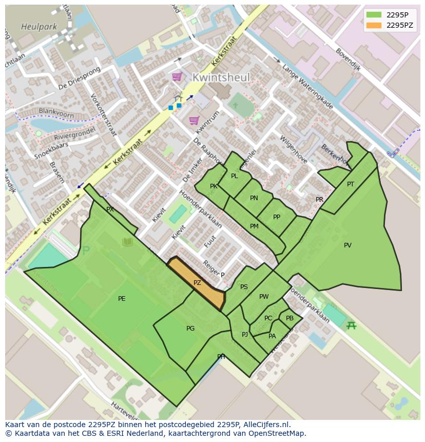 Afbeelding van het postcodegebied 2295 PZ op de kaart.