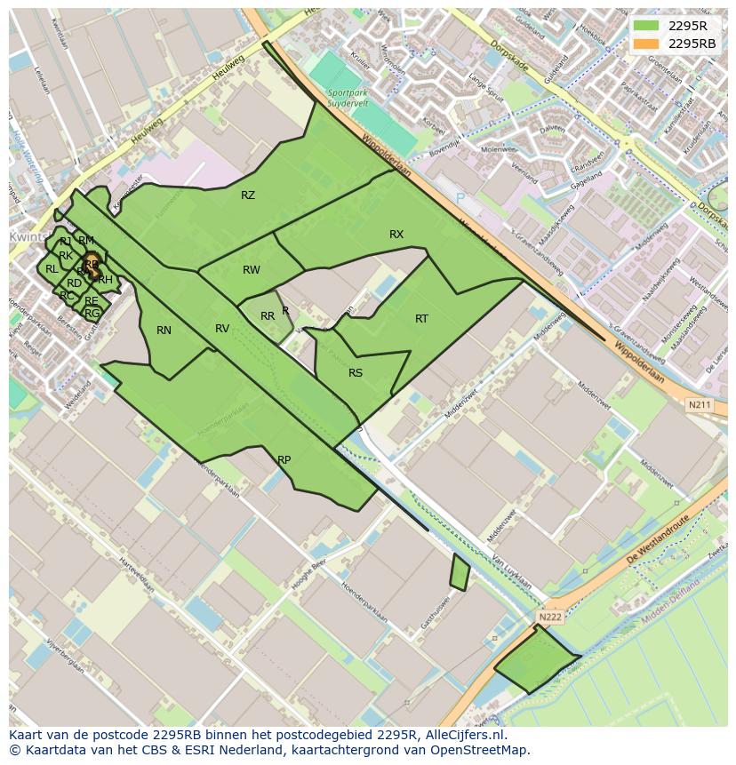 Afbeelding van het postcodegebied 2295 RB op de kaart.