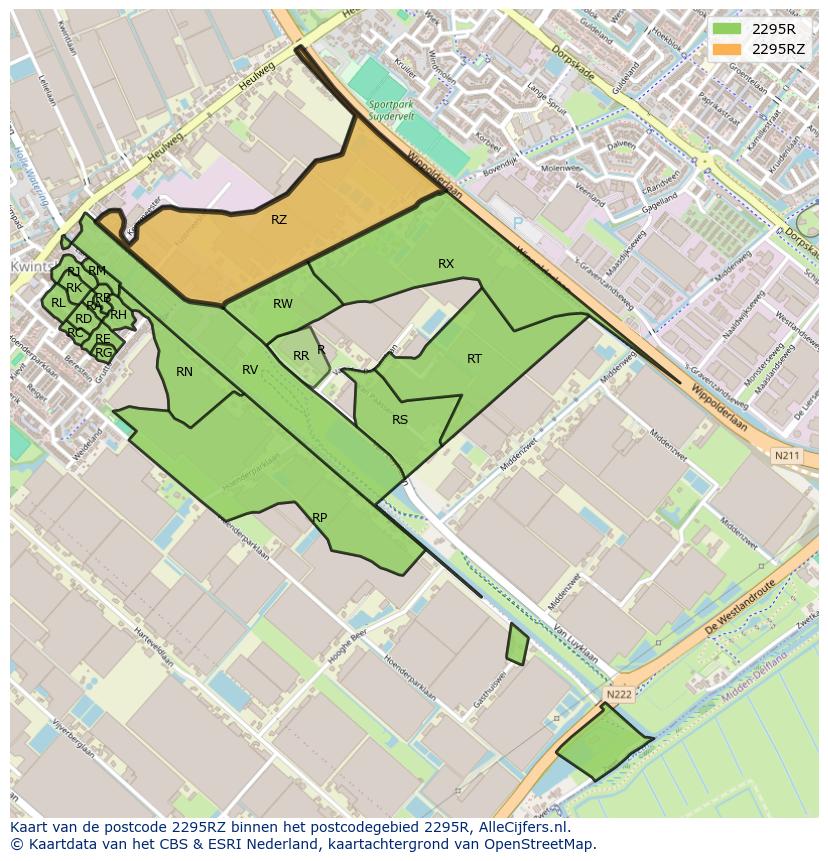 Afbeelding van het postcodegebied 2295 RZ op de kaart.