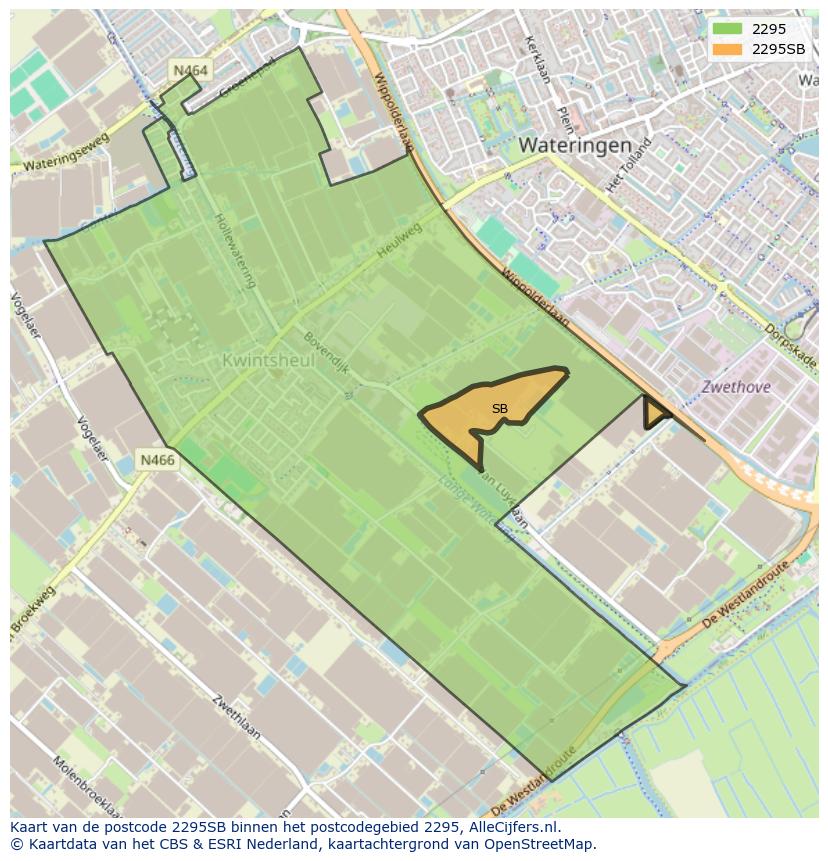Afbeelding van het postcodegebied 2295 SB op de kaart.