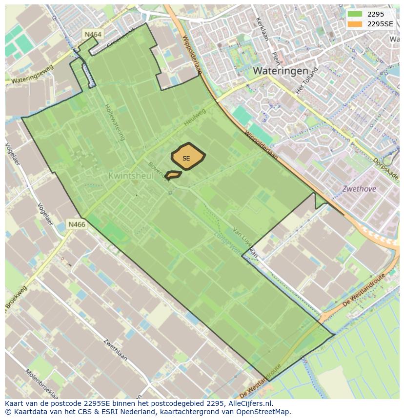 Afbeelding van het postcodegebied 2295 SE op de kaart.