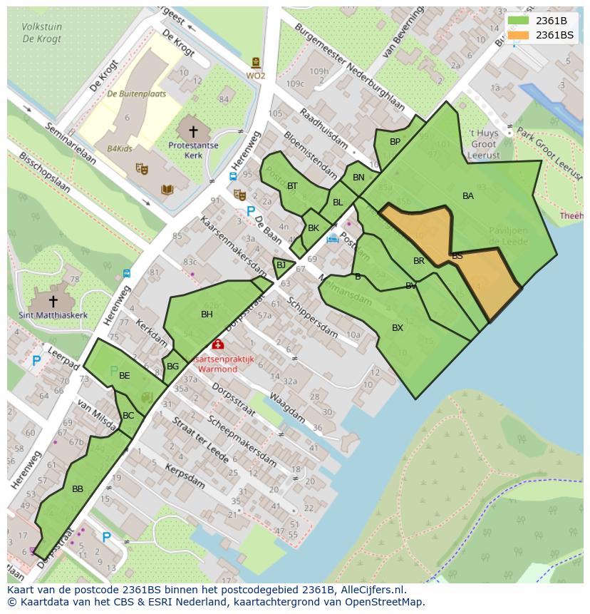 Afbeelding van het postcodegebied 2361 BS op de kaart.