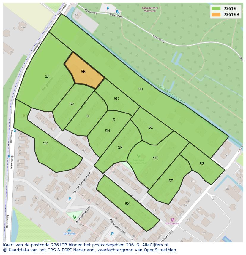 Afbeelding van het postcodegebied 2361 SB op de kaart.