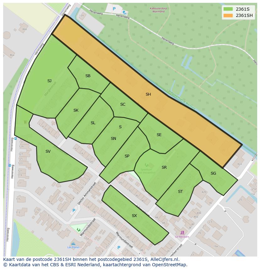 Afbeelding van het postcodegebied 2361 SH op de kaart.