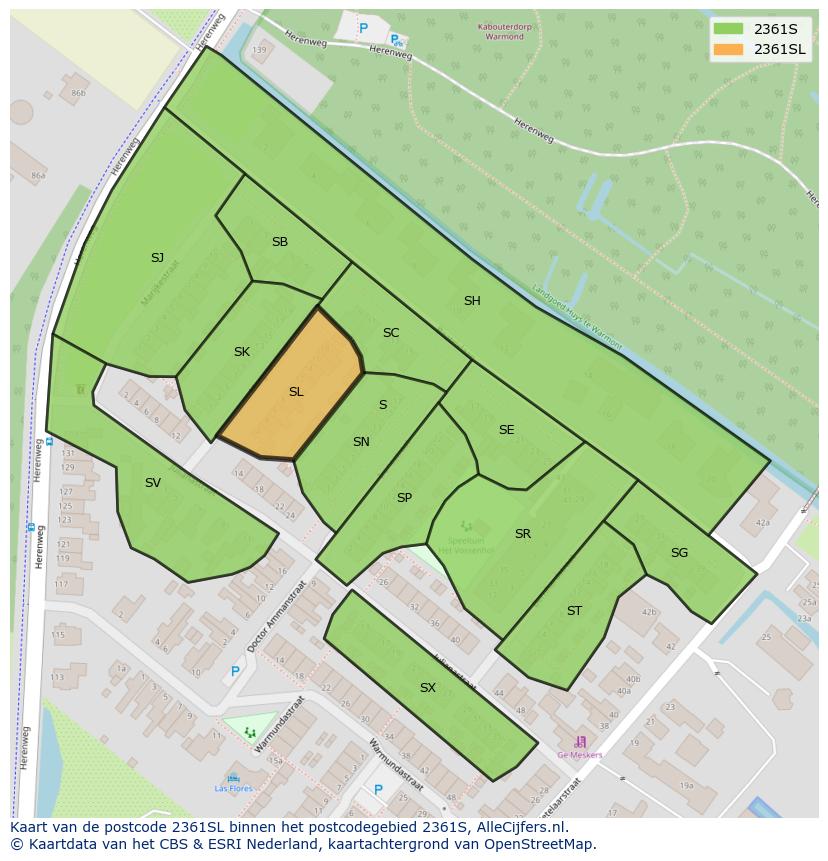 Afbeelding van het postcodegebied 2361 SL op de kaart.