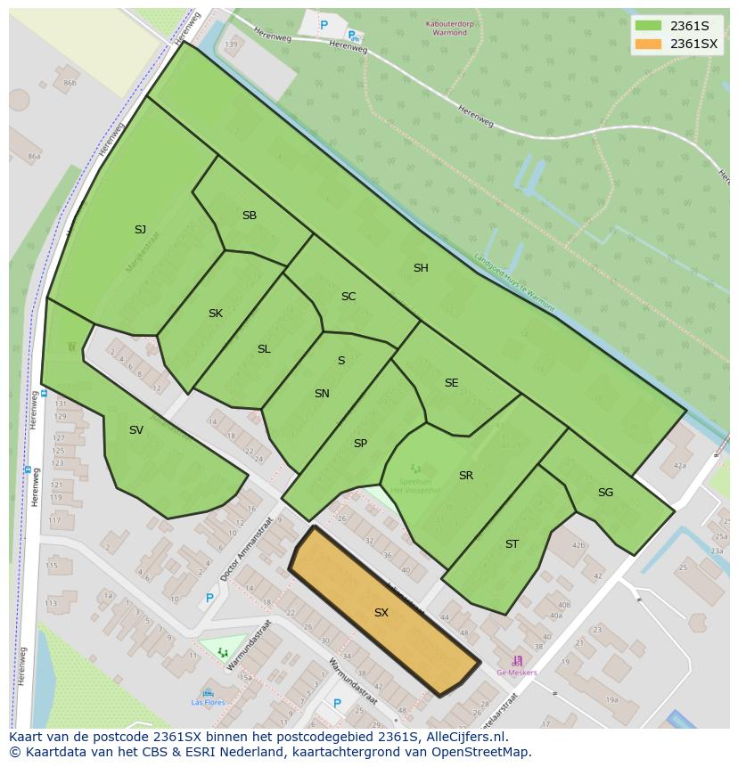 Afbeelding van het postcodegebied 2361 SX op de kaart.