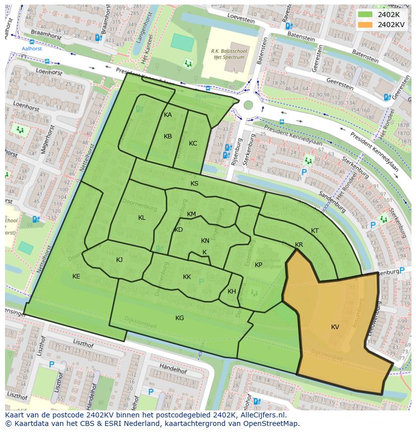 Afbeelding van het postcodegebied 2402 KV op de kaart.