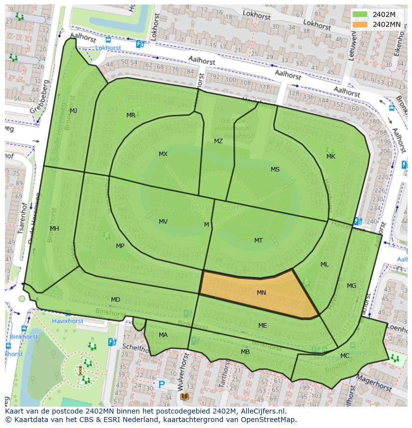 Afbeelding van het postcodegebied 2402 MN op de kaart.