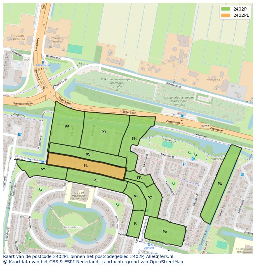 Afbeelding van het postcodegebied 2402 PL op de kaart.