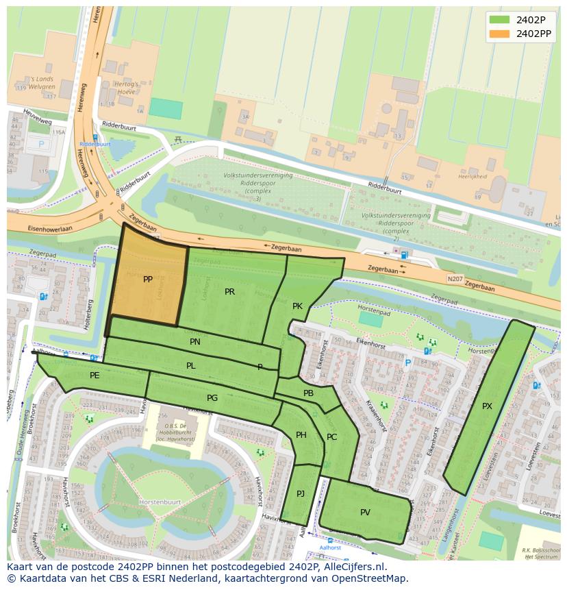 Afbeelding van het postcodegebied 2402 PP op de kaart.