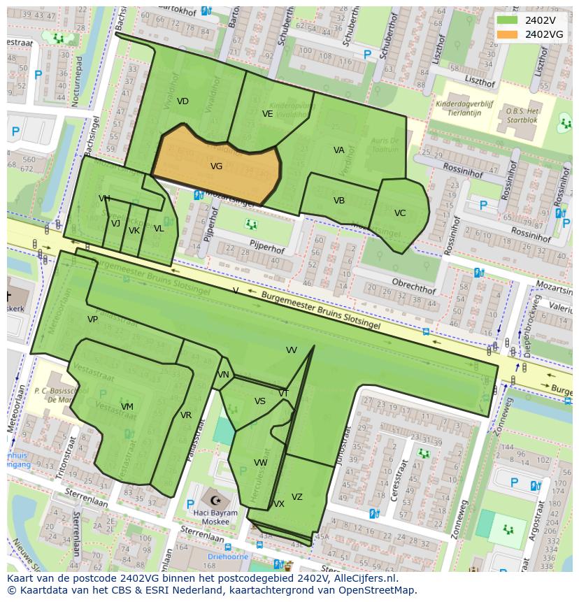 Afbeelding van het postcodegebied 2402 VG op de kaart.