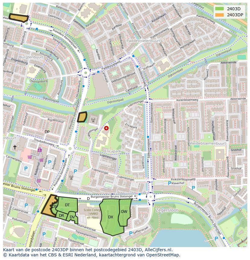 Afbeelding van het postcodegebied 2403 DP op de kaart.