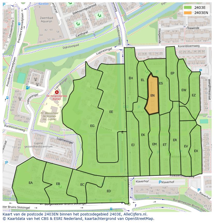 Afbeelding van het postcodegebied 2403 EN op de kaart.