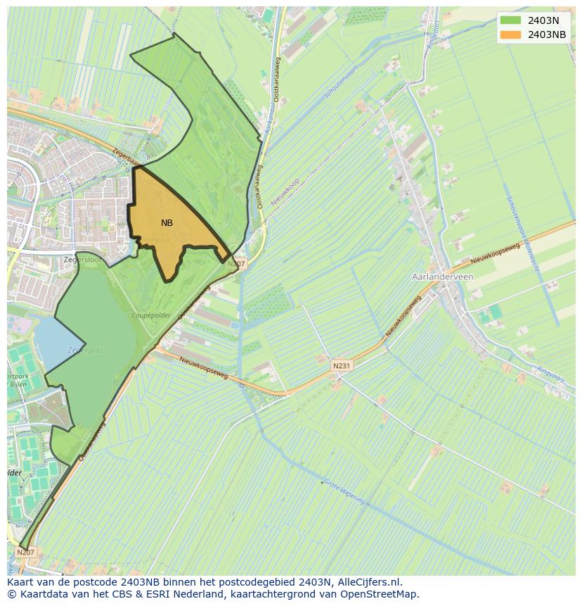 Afbeelding van het postcodegebied 2403 NB op de kaart.
