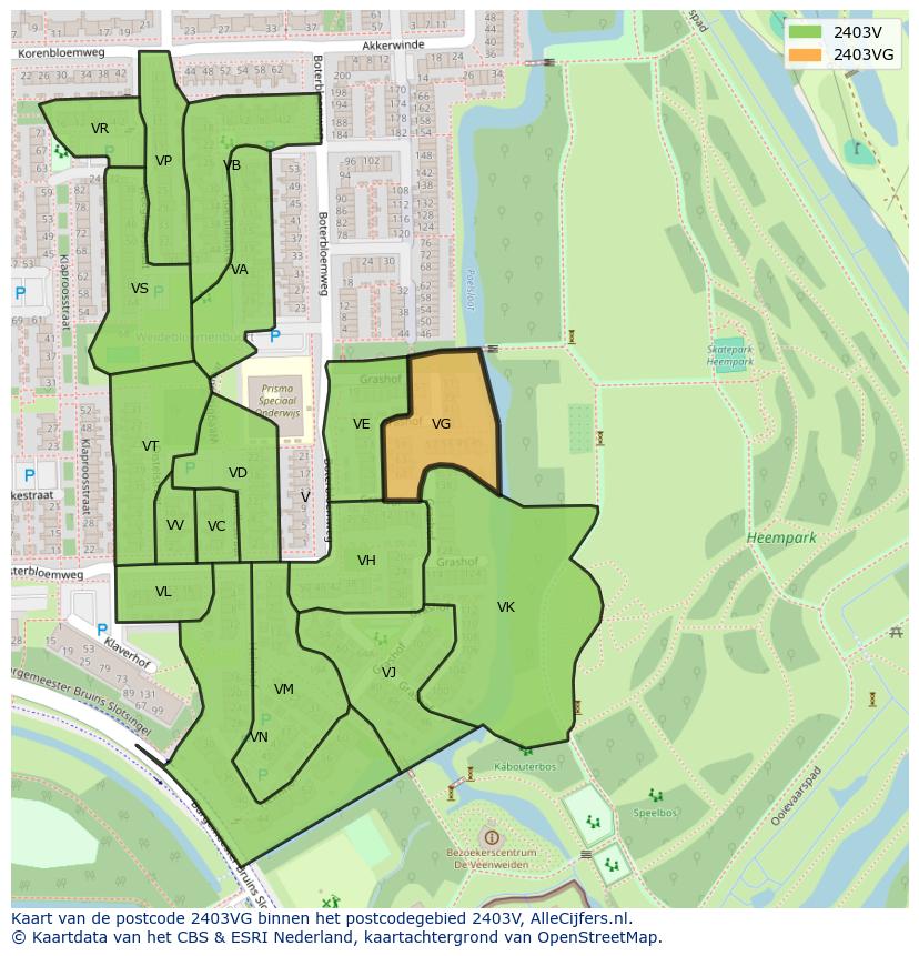 Afbeelding van het postcodegebied 2403 VG op de kaart.