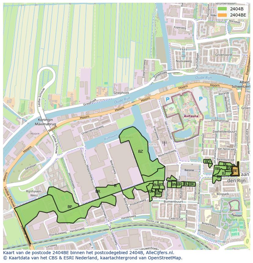 Afbeelding van het postcodegebied 2404 BE op de kaart.