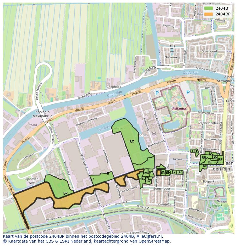 Afbeelding van het postcodegebied 2404 BP op de kaart.