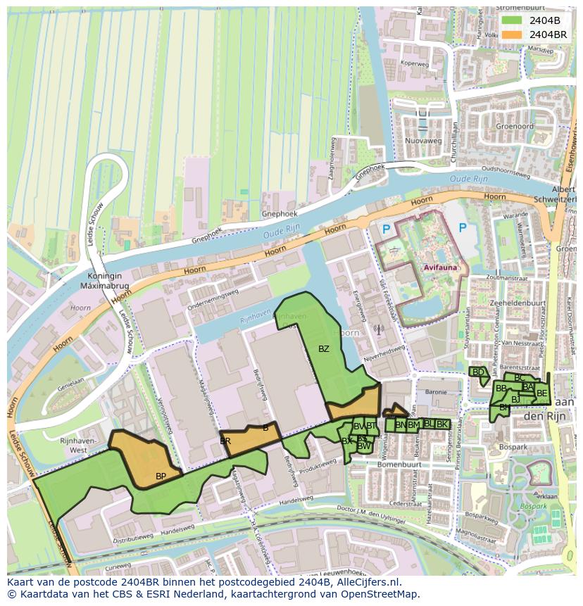 Afbeelding van het postcodegebied 2404 BR op de kaart.