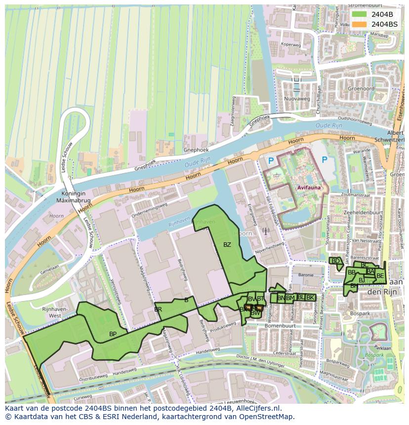 Afbeelding van het postcodegebied 2404 BS op de kaart.