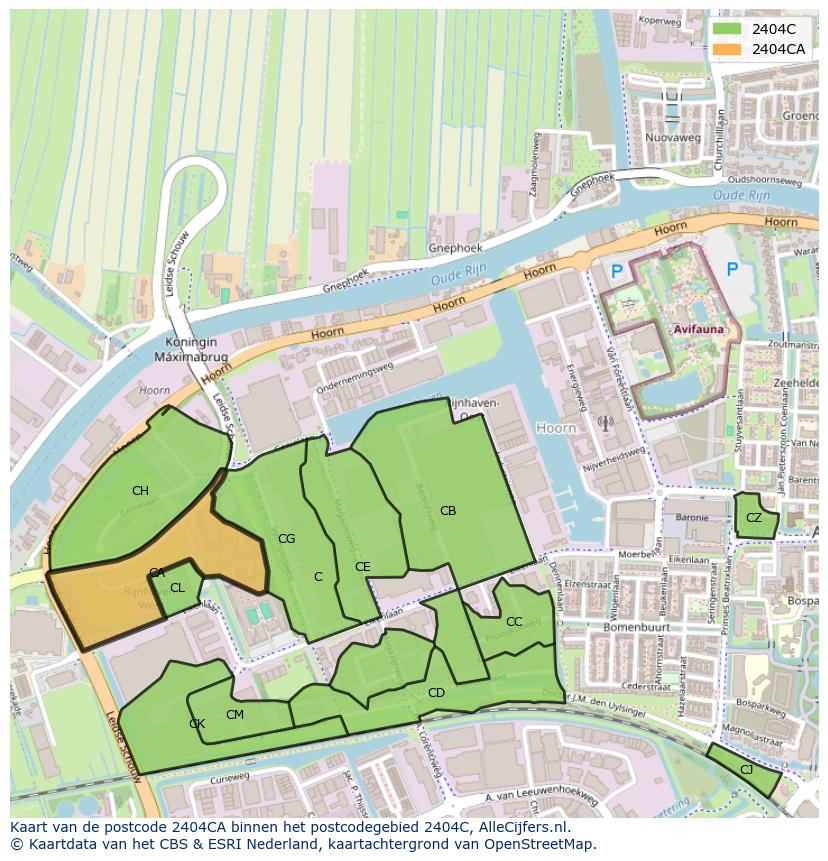 Afbeelding van het postcodegebied 2404 CA op de kaart.