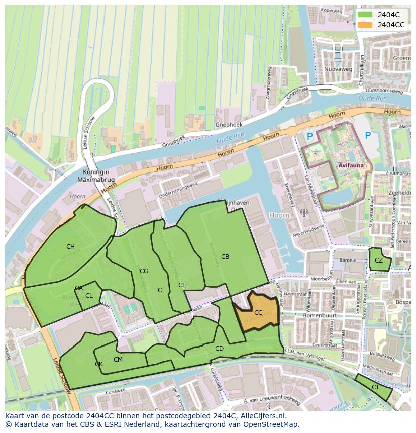 Afbeelding van het postcodegebied 2404 CC op de kaart.