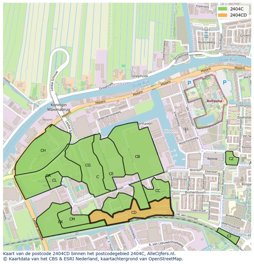 Afbeelding van het postcodegebied 2404 CD op de kaart.