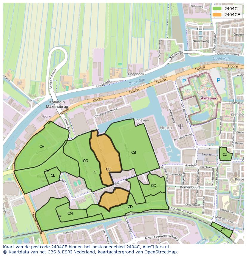 Afbeelding van het postcodegebied 2404 CE op de kaart.