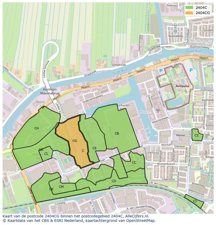 Afbeelding van het postcodegebied 2404 CG op de kaart.