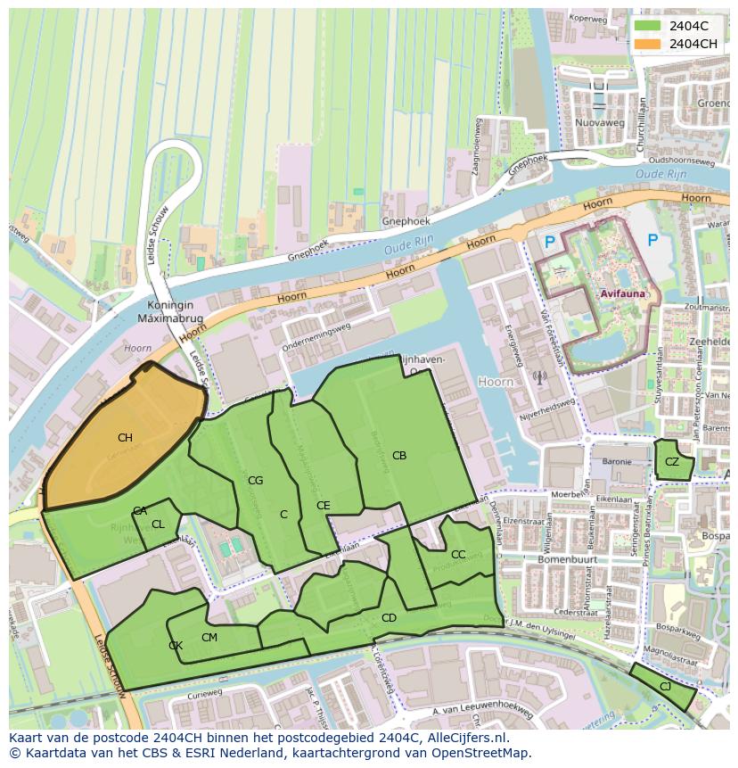 Afbeelding van het postcodegebied 2404 CH op de kaart.