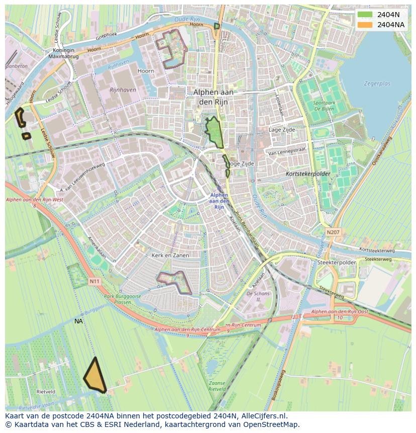 Afbeelding van het postcodegebied 2404 NA op de kaart.