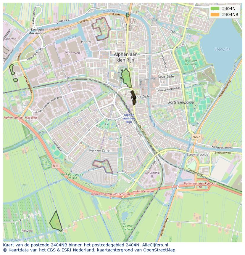 Afbeelding van het postcodegebied 2404 NB op de kaart.