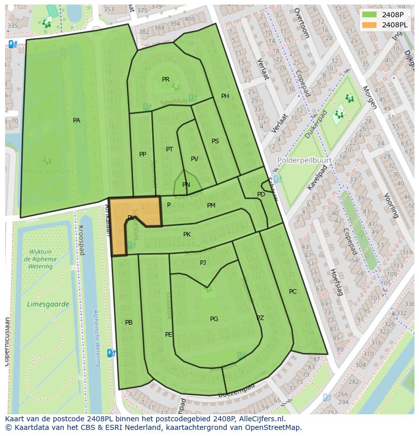Afbeelding van het postcodegebied 2408 PL op de kaart.