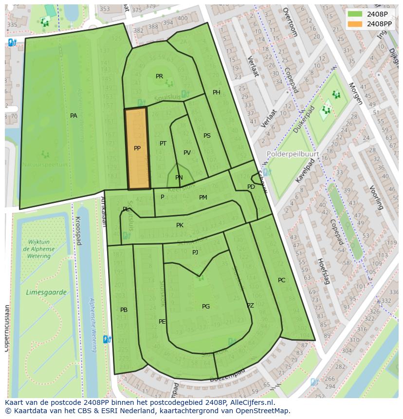 Afbeelding van het postcodegebied 2408 PP op de kaart.