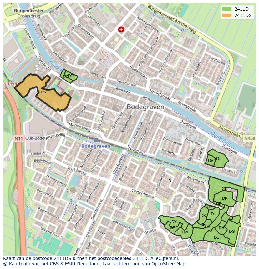 Afbeelding van het postcodegebied 2411 DS op de kaart.