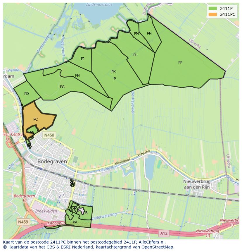 Afbeelding van het postcodegebied 2411 PC op de kaart.