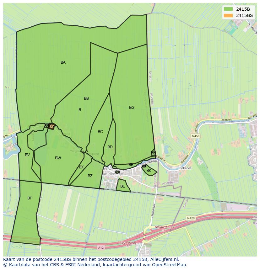 Afbeelding van het postcodegebied 2415 BS op de kaart.