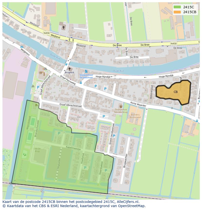 Afbeelding van het postcodegebied 2415 CB op de kaart.